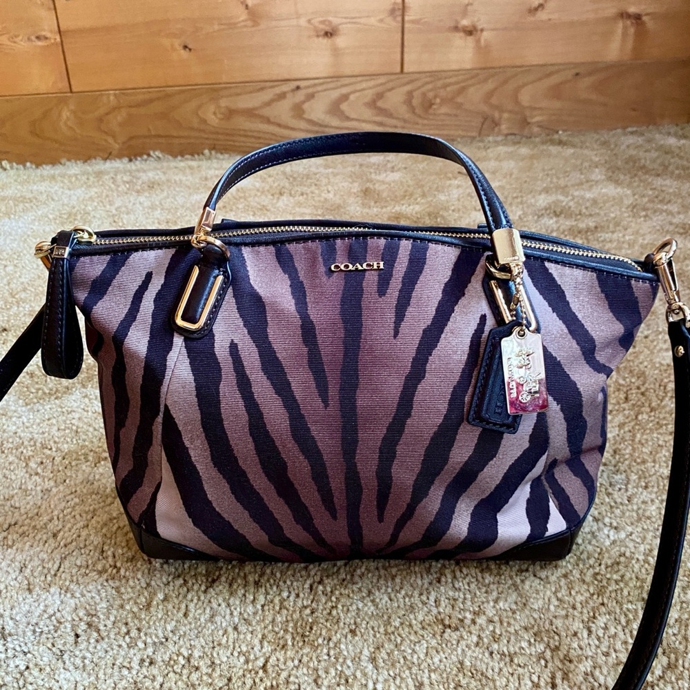 Coach Kelsey Madison Zebra Print Crossbody Satchel Bag